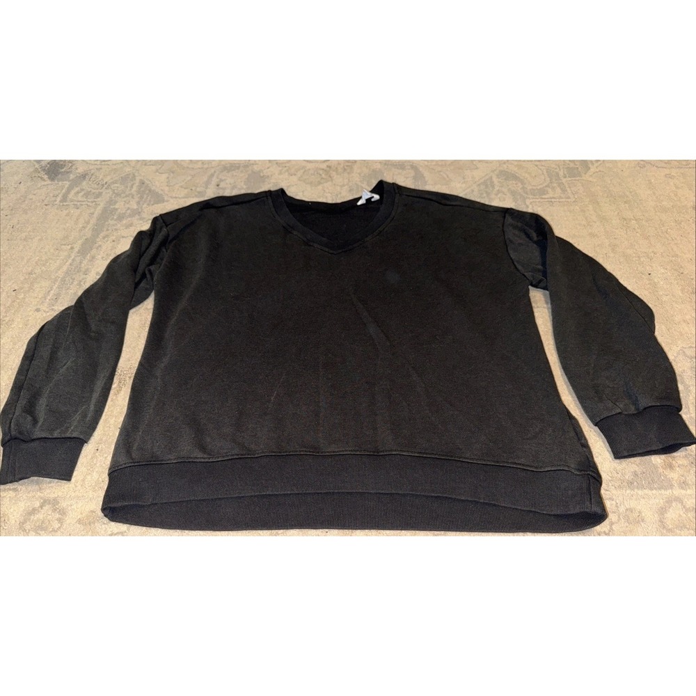 Time and Tru Women's Split V Neck Shirt Size XL (16-18) Gray French Terry
